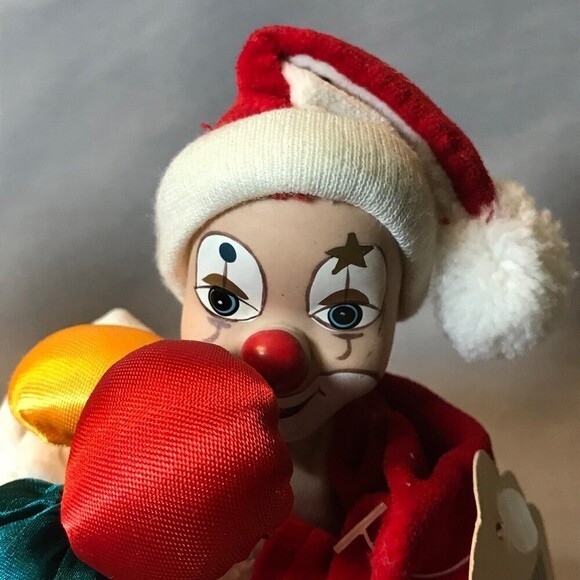 Vintage Christmas Clown Ceramic and Cloth Plush Decor - Picture 6 of 7